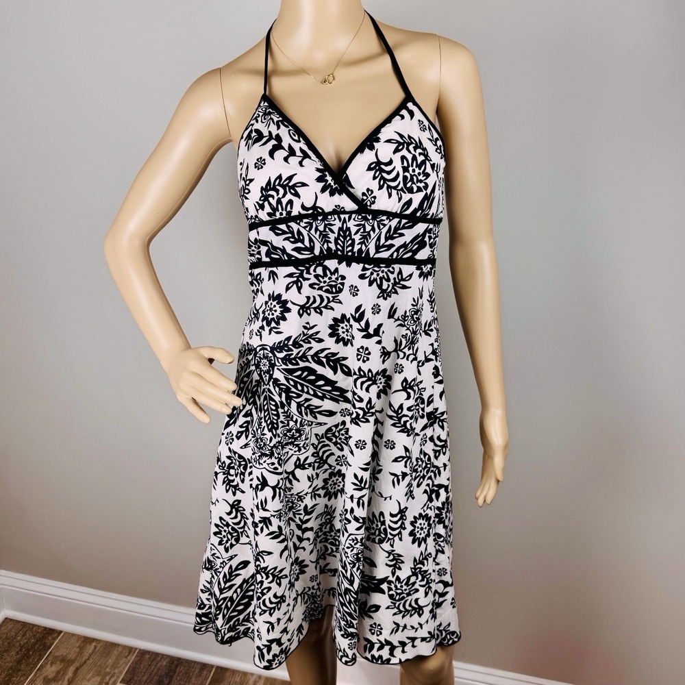 Speechless Y2K Sundress Juniors Size 9 Black White Floral Print‎ Halter  Cotton